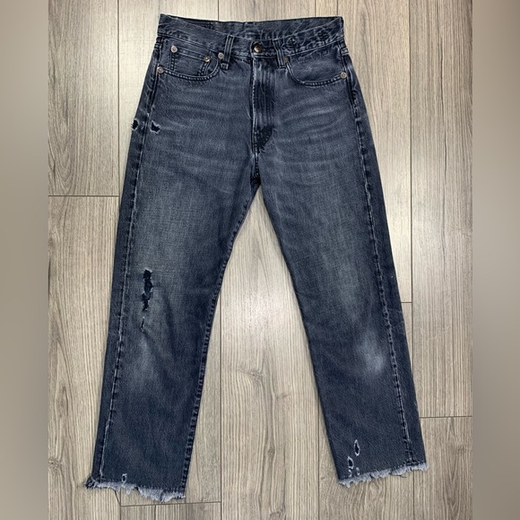R13 Womens Distressed Boyfriend Jeans‎ in Jake Black Size 24 - Picture 3 of 15